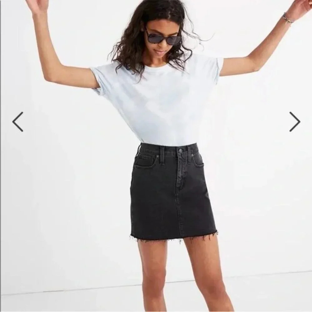Madewell Black Rigid Denim A‎ Line Skirt